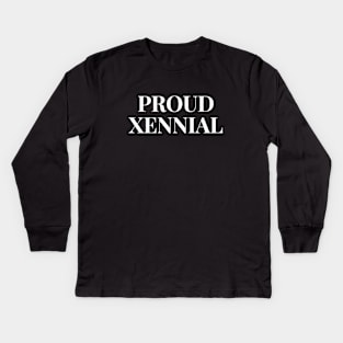 Proud Xennial (1977-1983).  An in between generation design Kids Long Sleeve T-Shirt